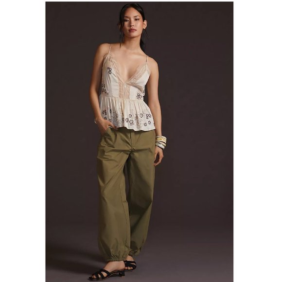 Anthropologie Let Me Be Beaded Lace Trim Silky Cami Ivory - Small - Picture 14 of 15